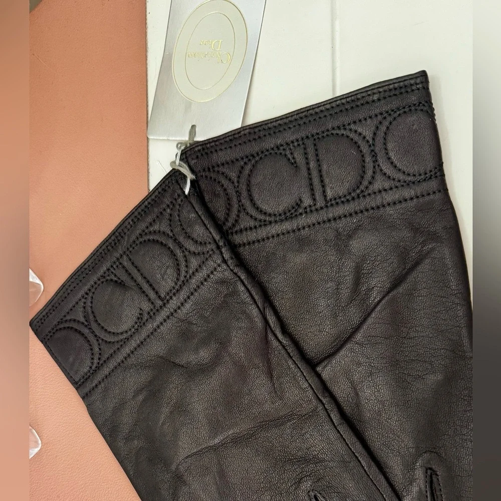 New Vintage Dior Black Leather Gloves